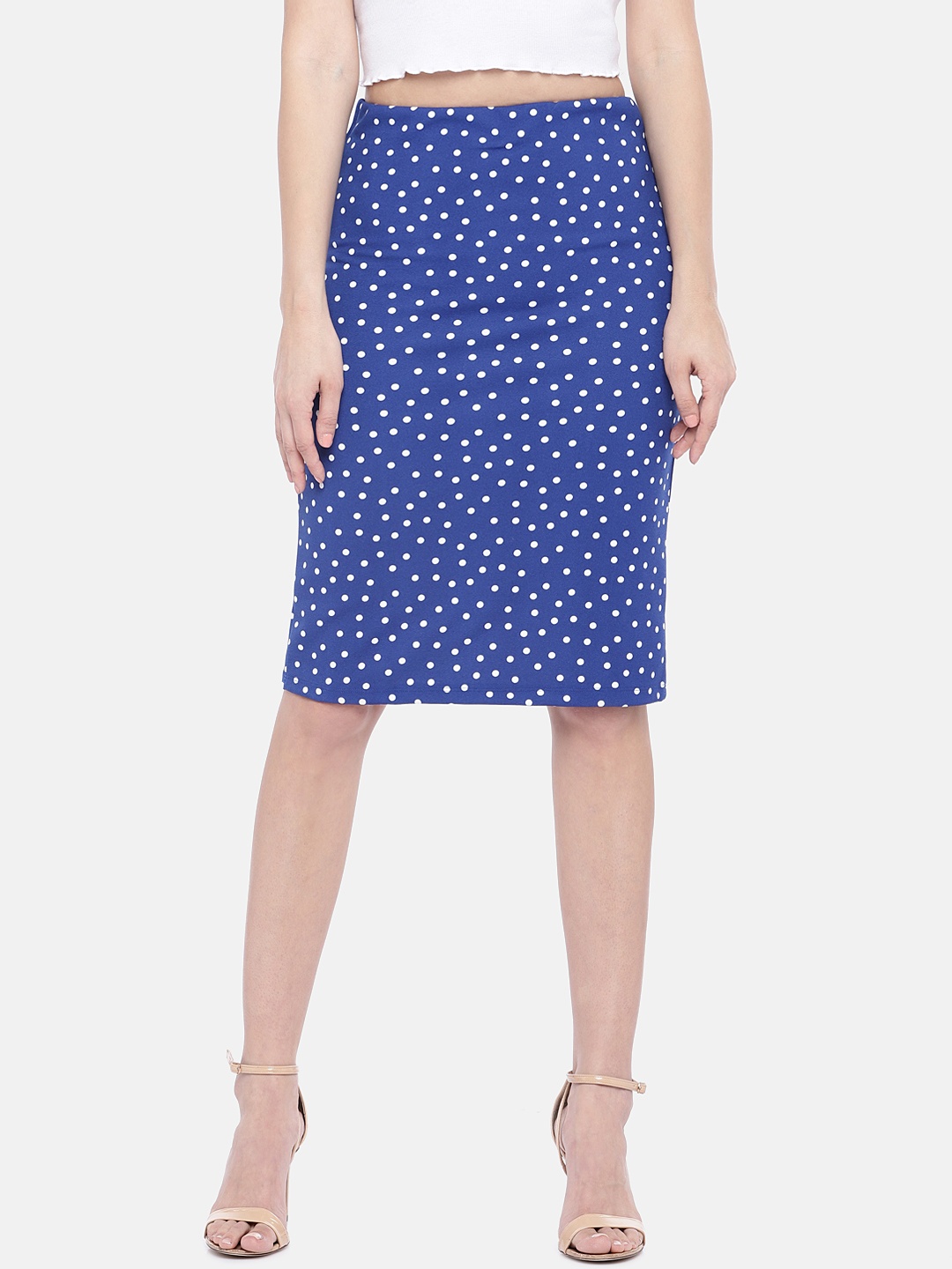 

Globus Women Blue & White Knee Length Printed Pencil Skirt