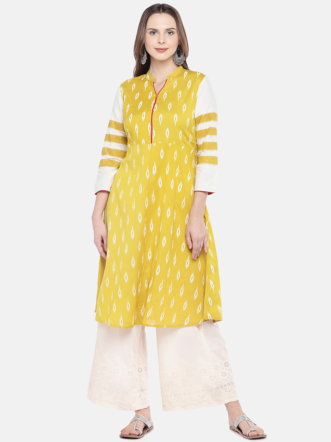 

Globus Women Yellow Printed A-Line Kurta
