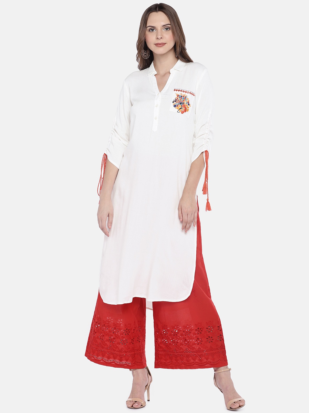 

Globus Women Off-White Solid Straight Kurta