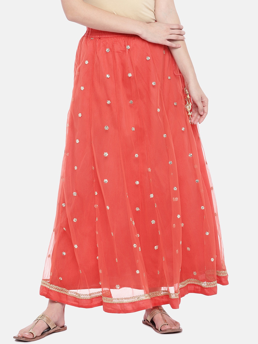 

Globus Women Peach-Coloured Embellished Flared Skirt