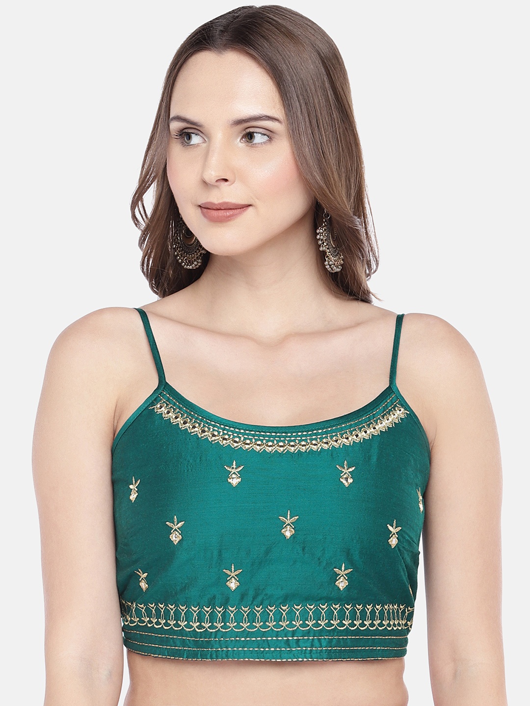 

Globus Women Green Embroidered Top