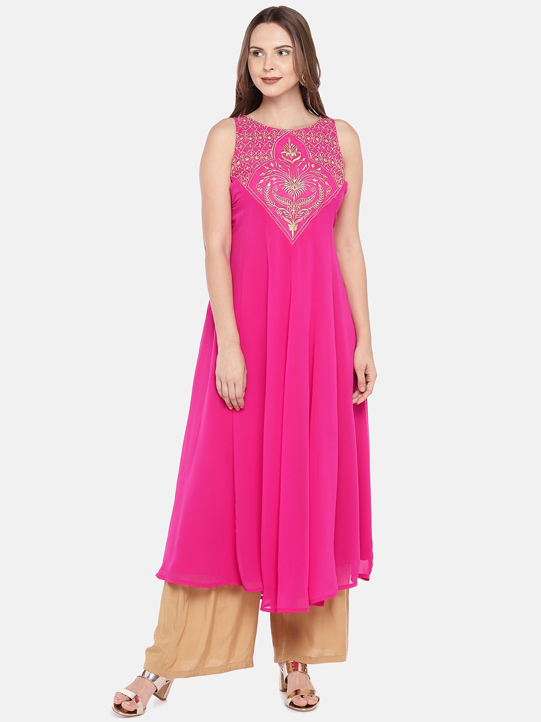 

Globus Women Pink Solid A-Line Kurta