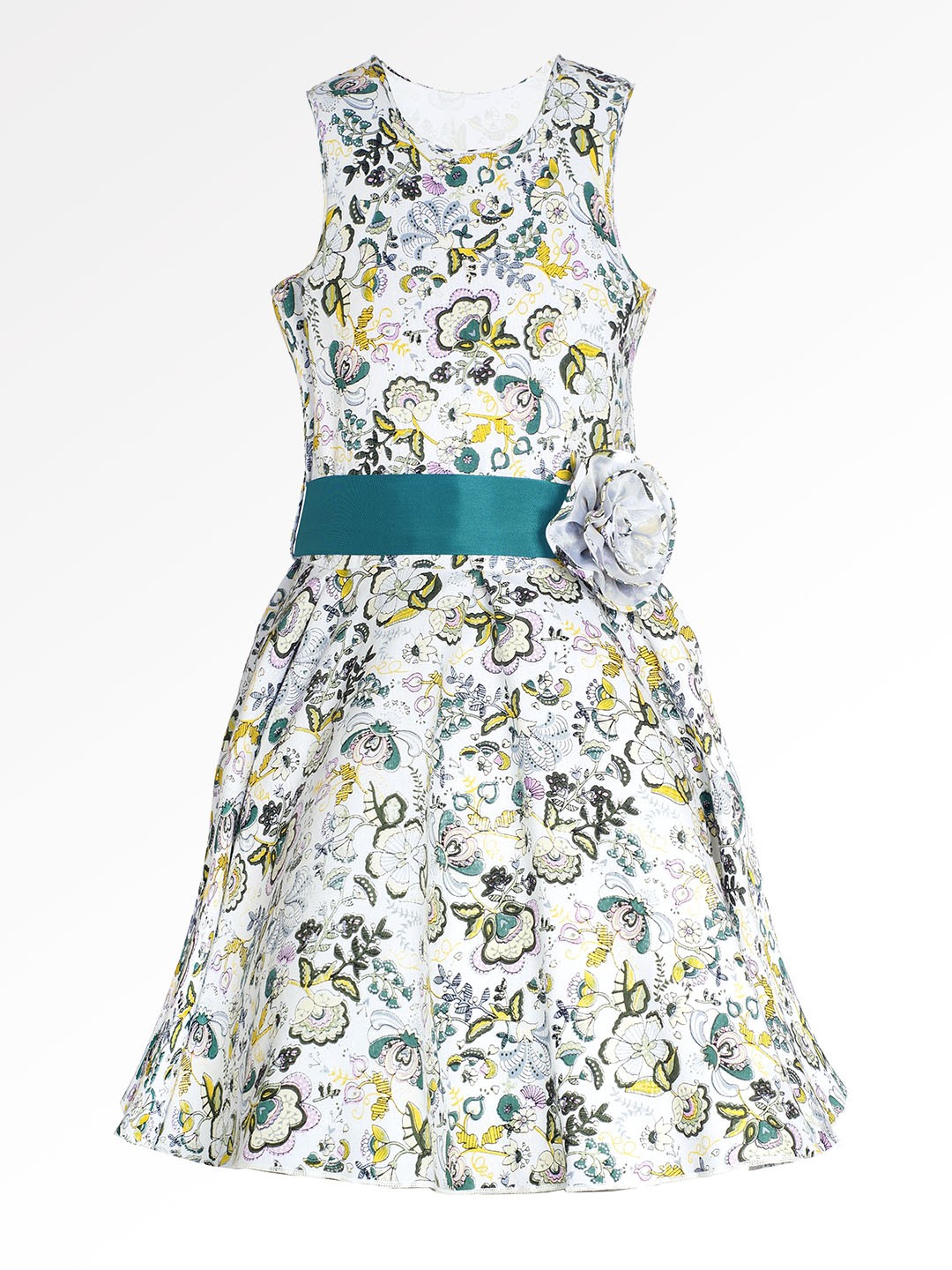 

Naughty Ninos Girls White Printed Fit and Flare Dress