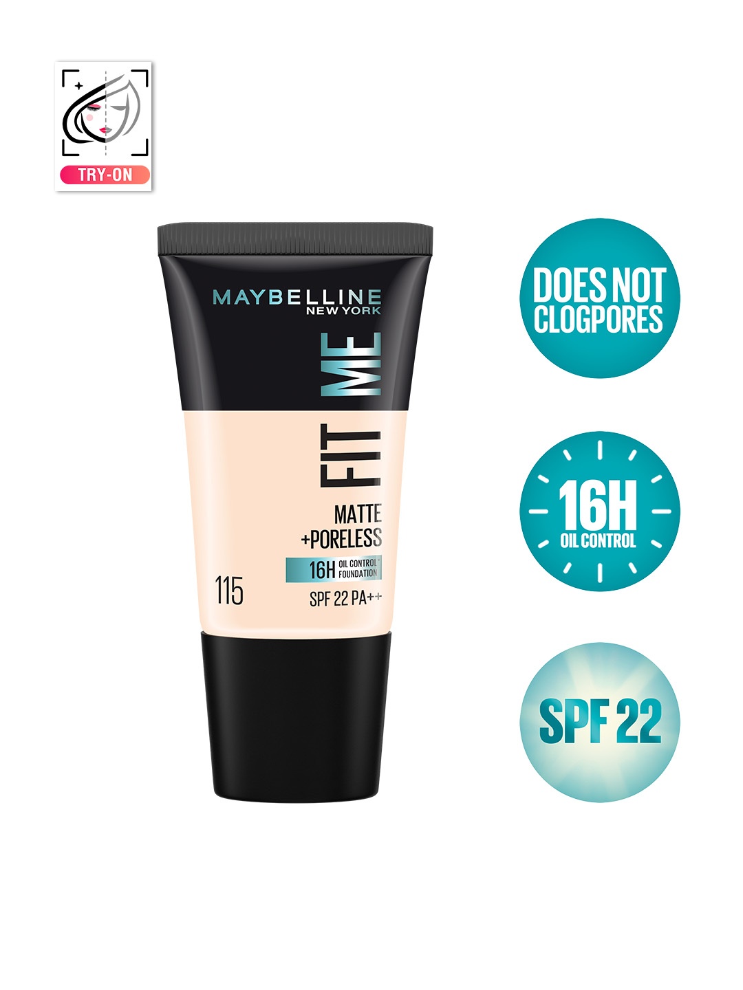 

Maybelline New York Fit Me Matte+Poreless Foundation 18 ml - 115 Ivory, Beige