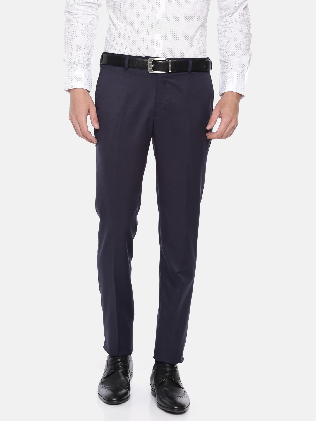 

Raymond Men Navy Blue Slim Fit Solid Formal Trousers