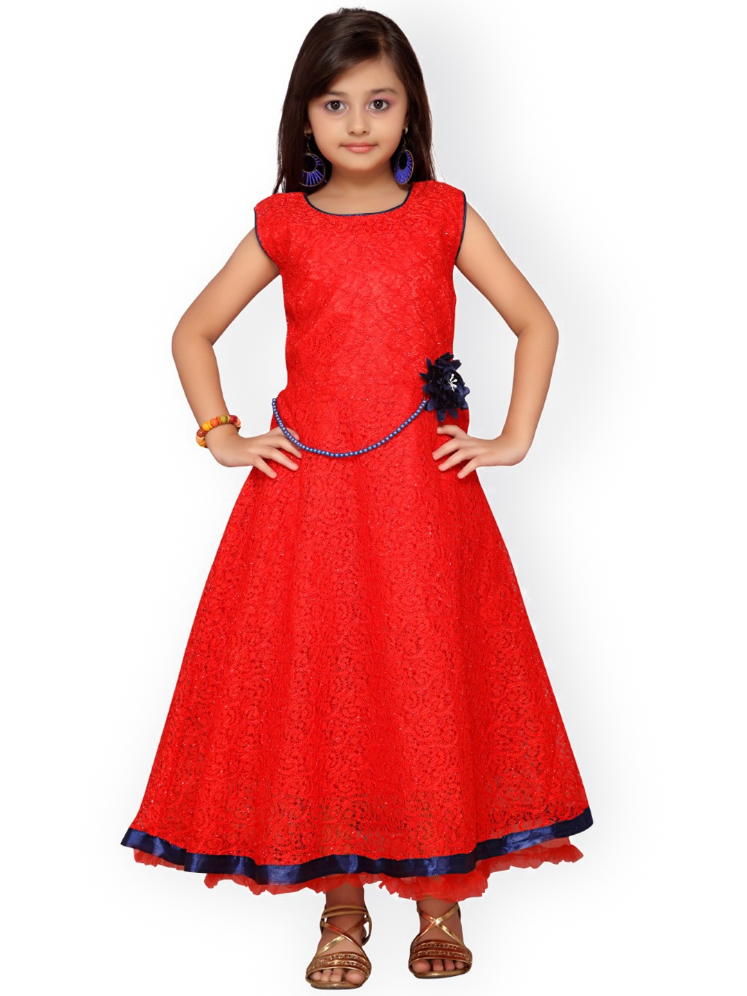 

Kidling Girls Red Solid Fit and Flare Dress
