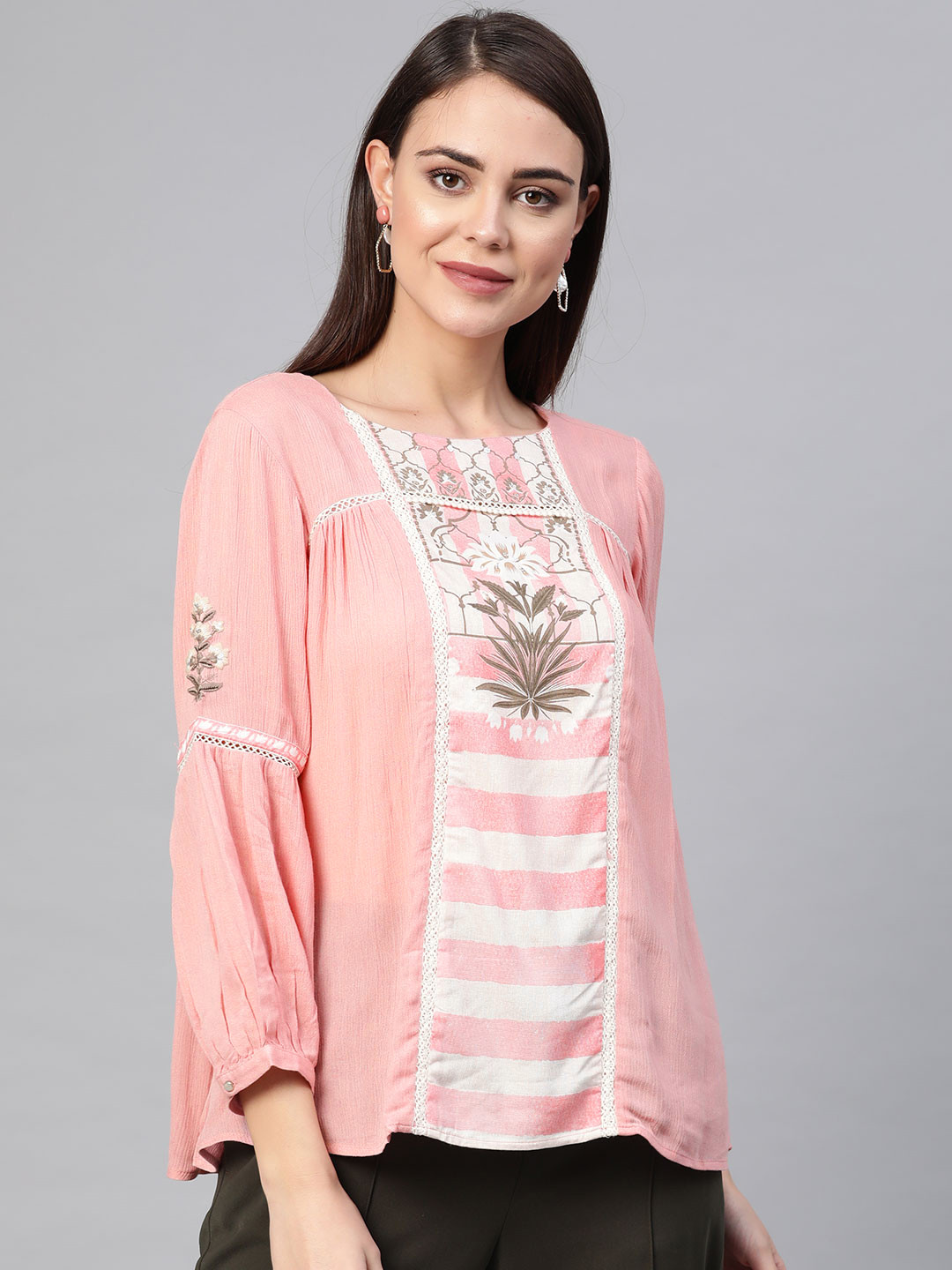 

W Women Pink Printed A-Line Top
