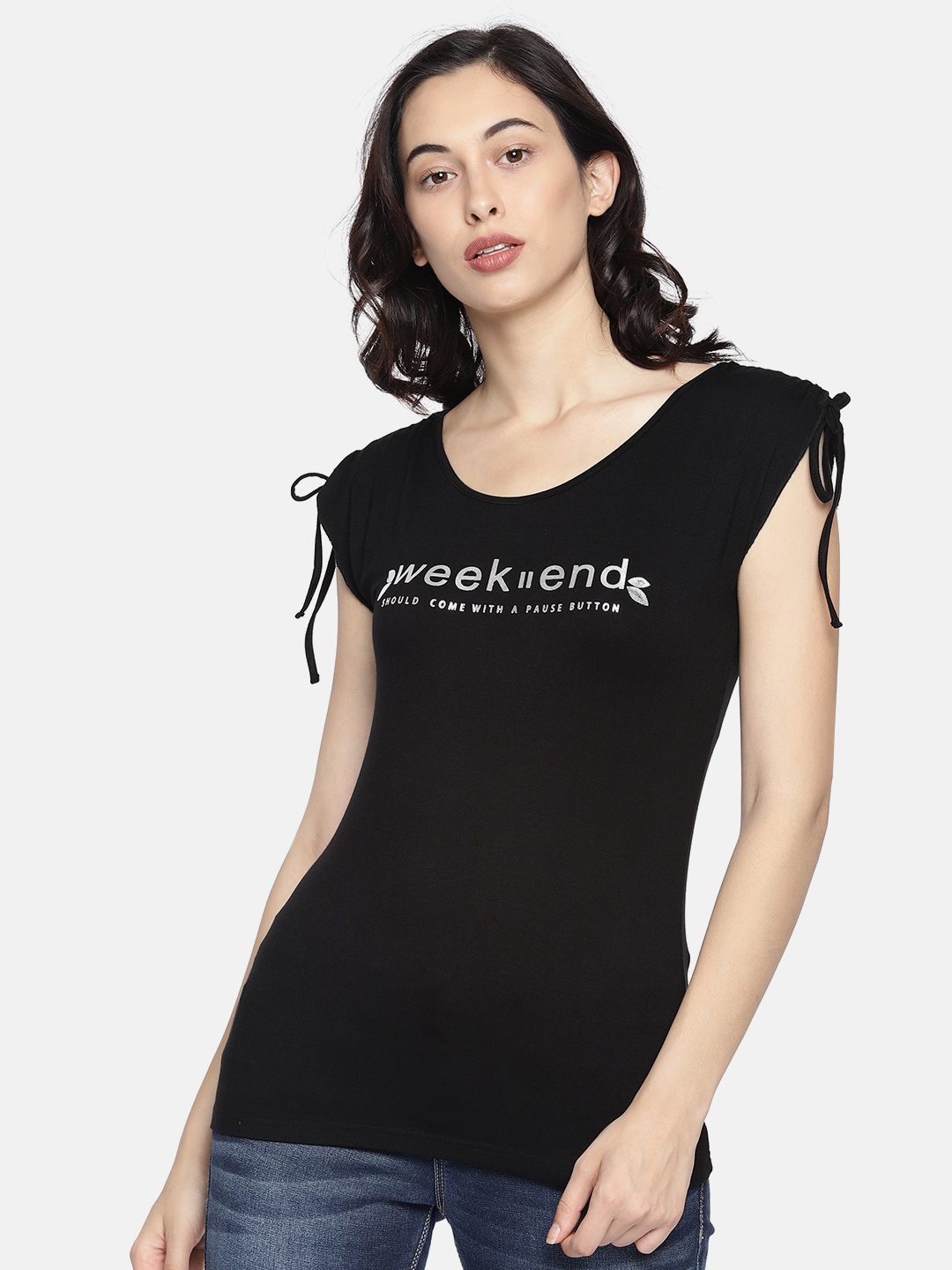 

Espresso Women Black Printed Top