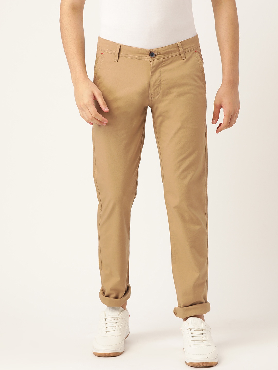 

John Players Men Beige Skinny Fit Low-Rise Chinos Trousers
