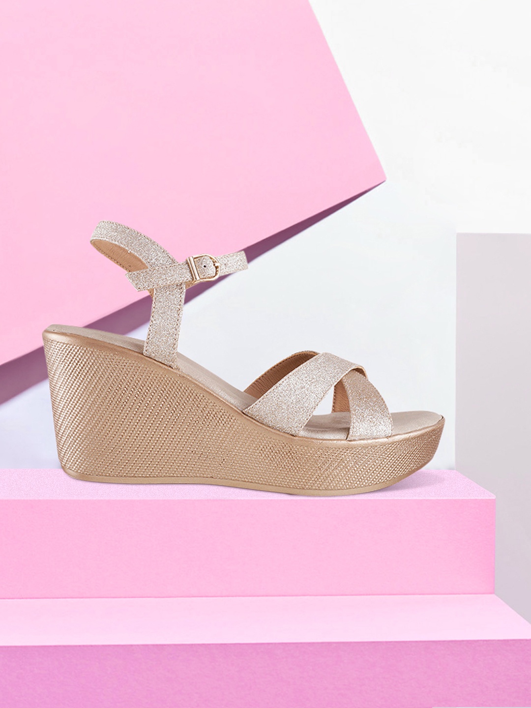 

Metro Women Gold-Toned Solid Sandals
