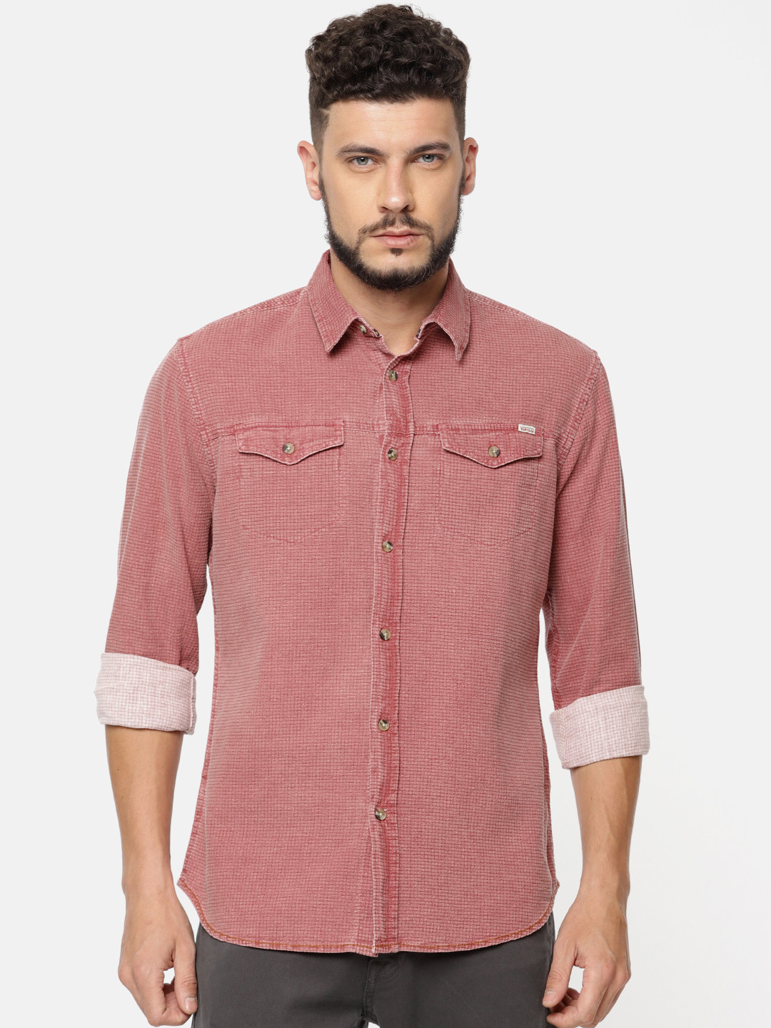 

Jack & Jones Men Rust Red Regular Fit Textured Casual Shirt