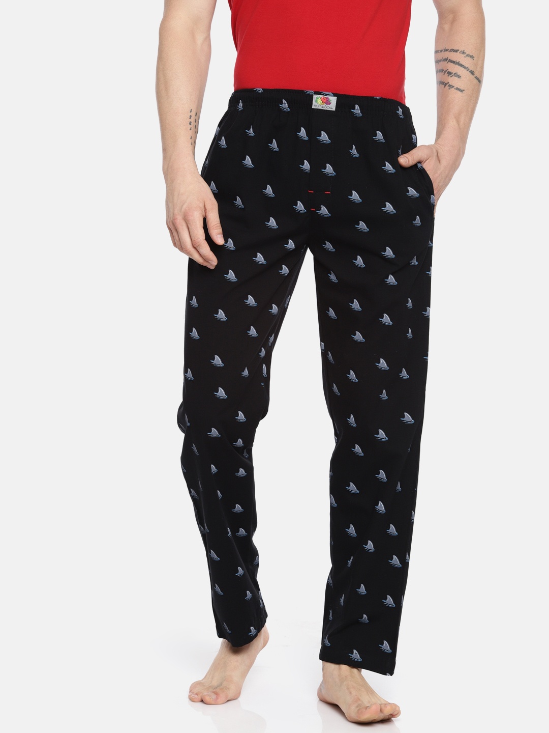 

Fruit of the loom Men Black & Blue Printed Lounge Pants MPP01-A4P1