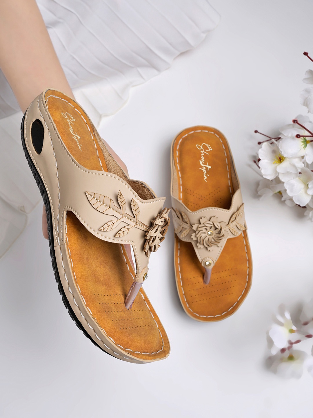 

Shoetopia Women Cream-Coloured Embellished Sandals