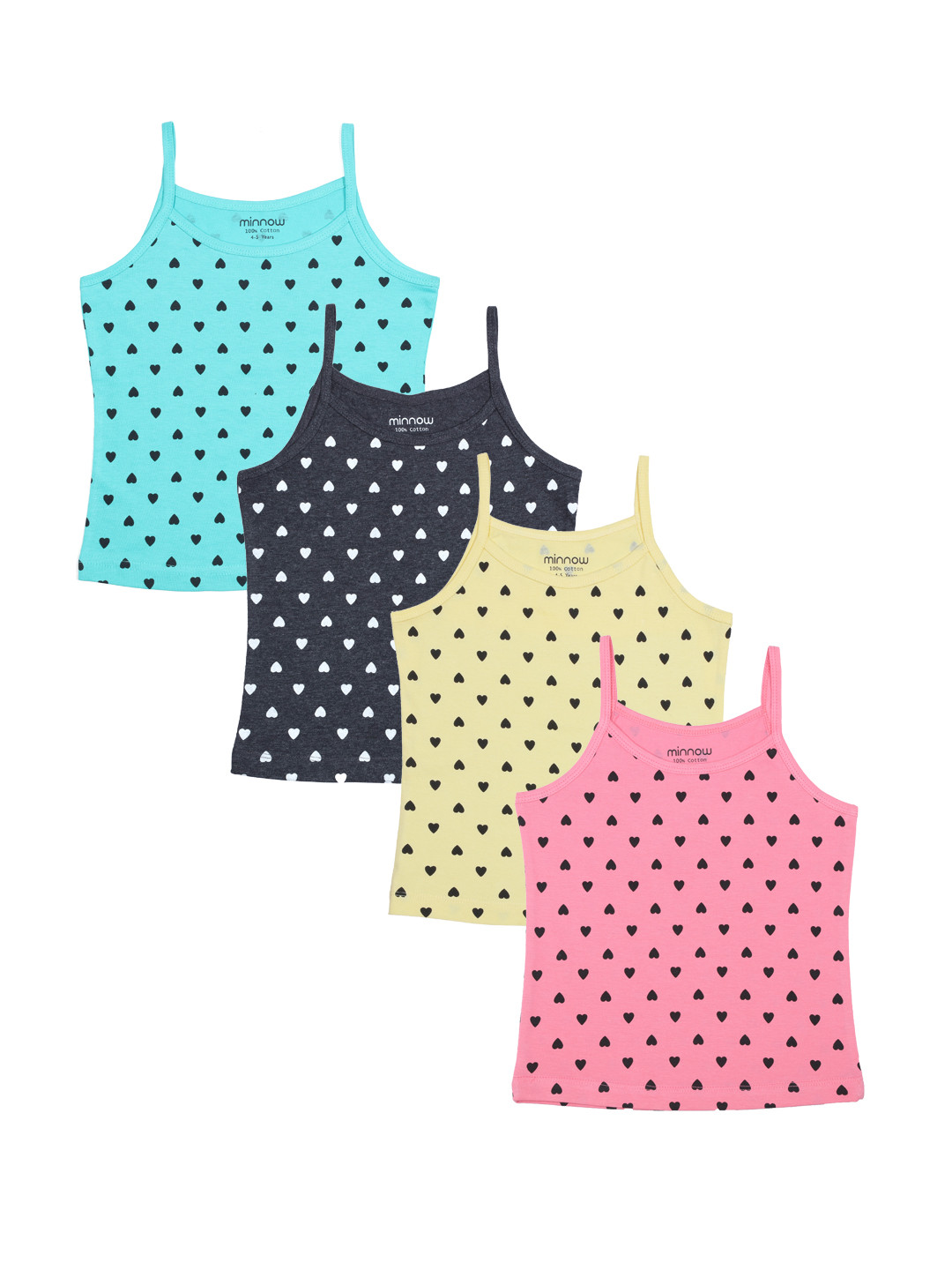 

Minnow Girls Pack of 4 Printed Camisoles MK-HR-2110, Multi