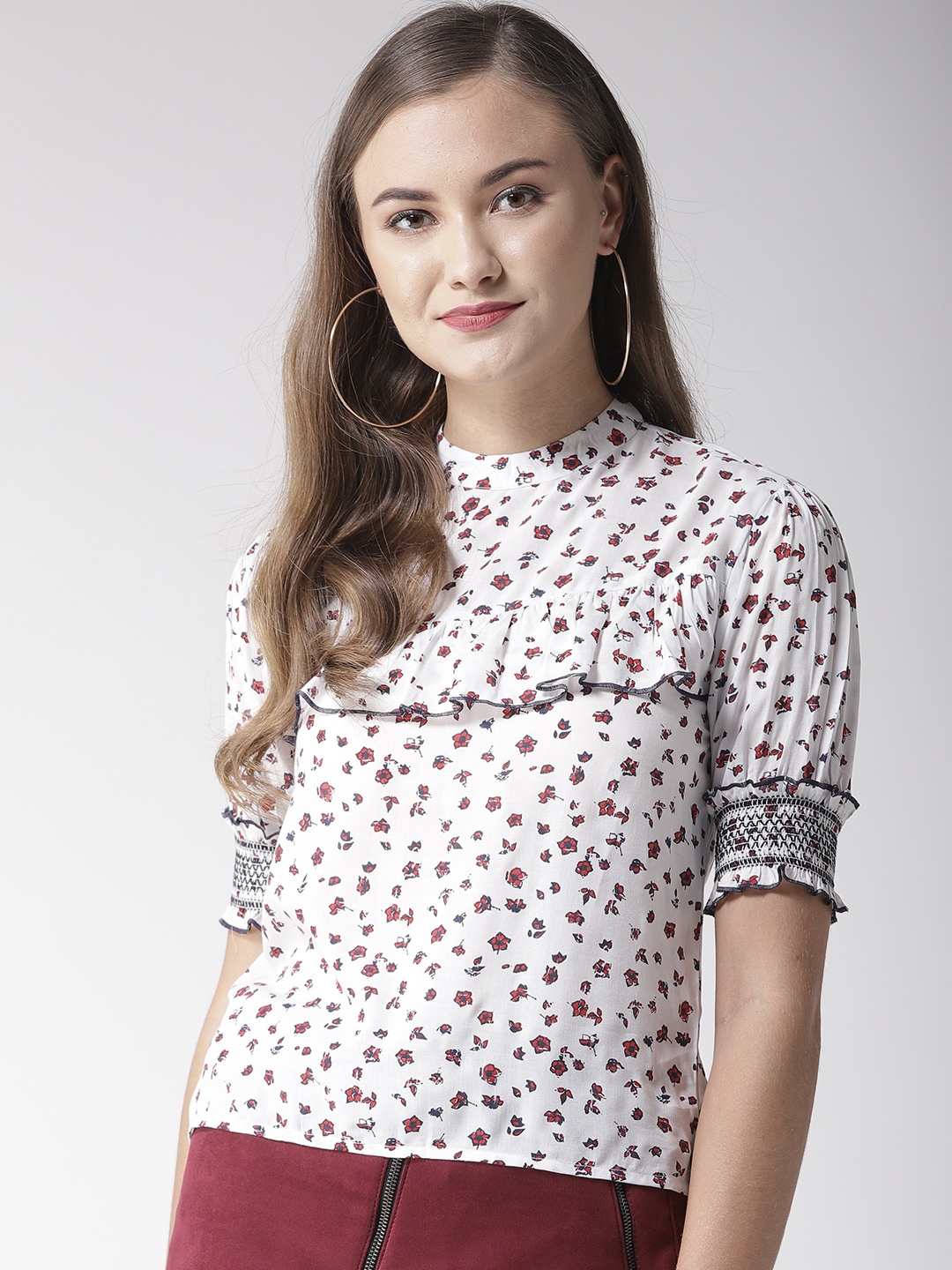 

Style Quotient Women White & Red Printed Top