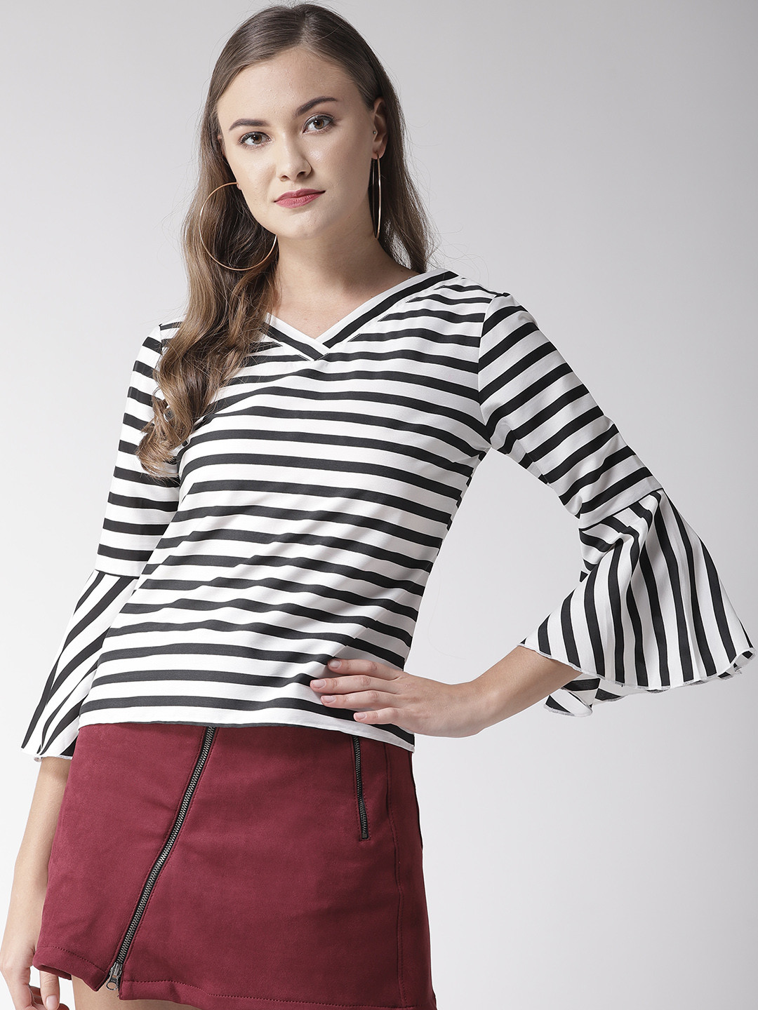 

Style Quotient Women White & Black Striped Top