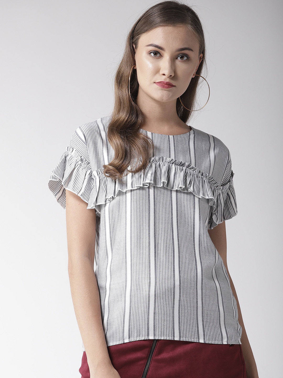 

Style Quotient Women Grey & White Striped Top