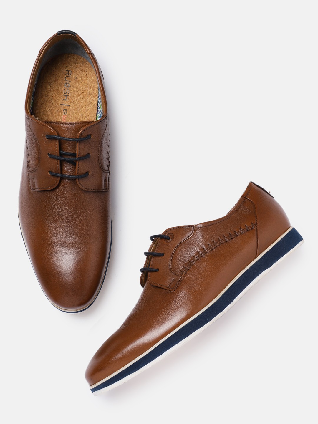

Ruosh Men Brown Solid Leather Derbys