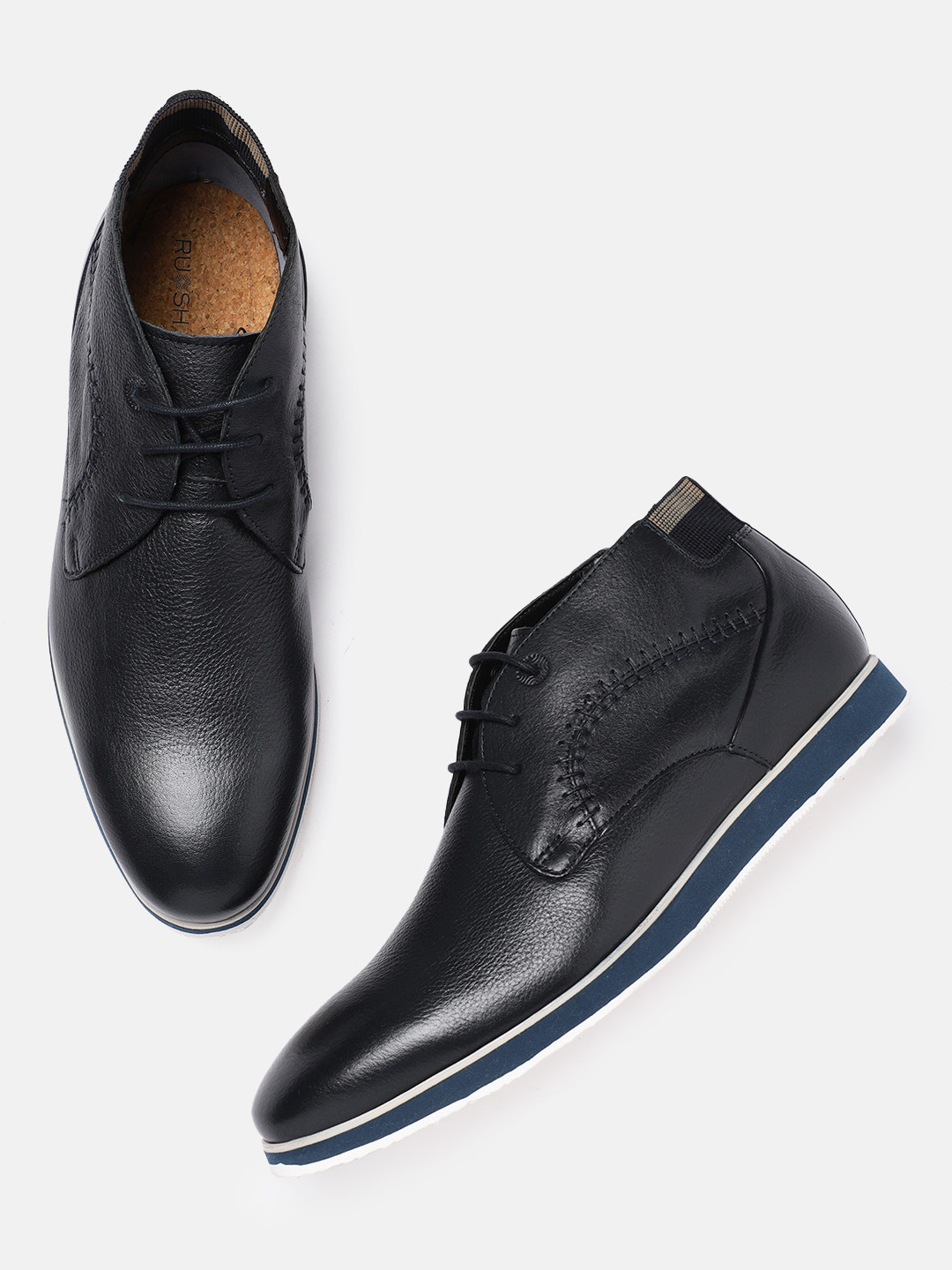 

Ruosh Men Blue Leather Flat Boots