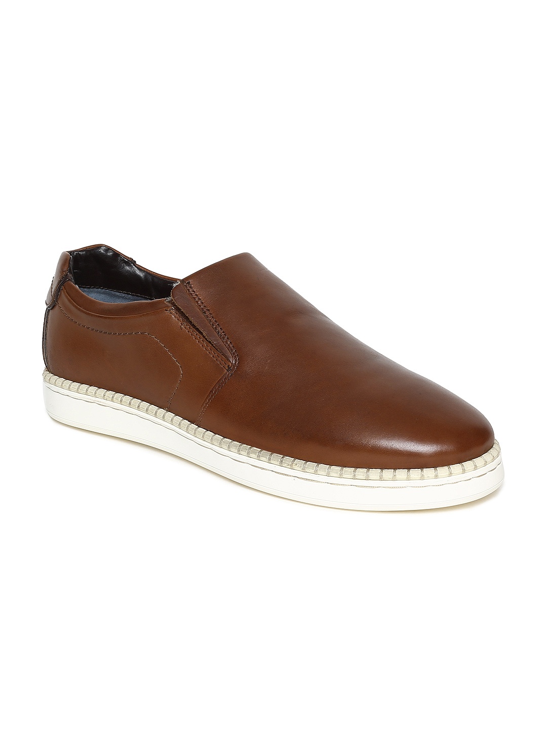 

Ruosh Men Tan Leather Slip-On Sneakers