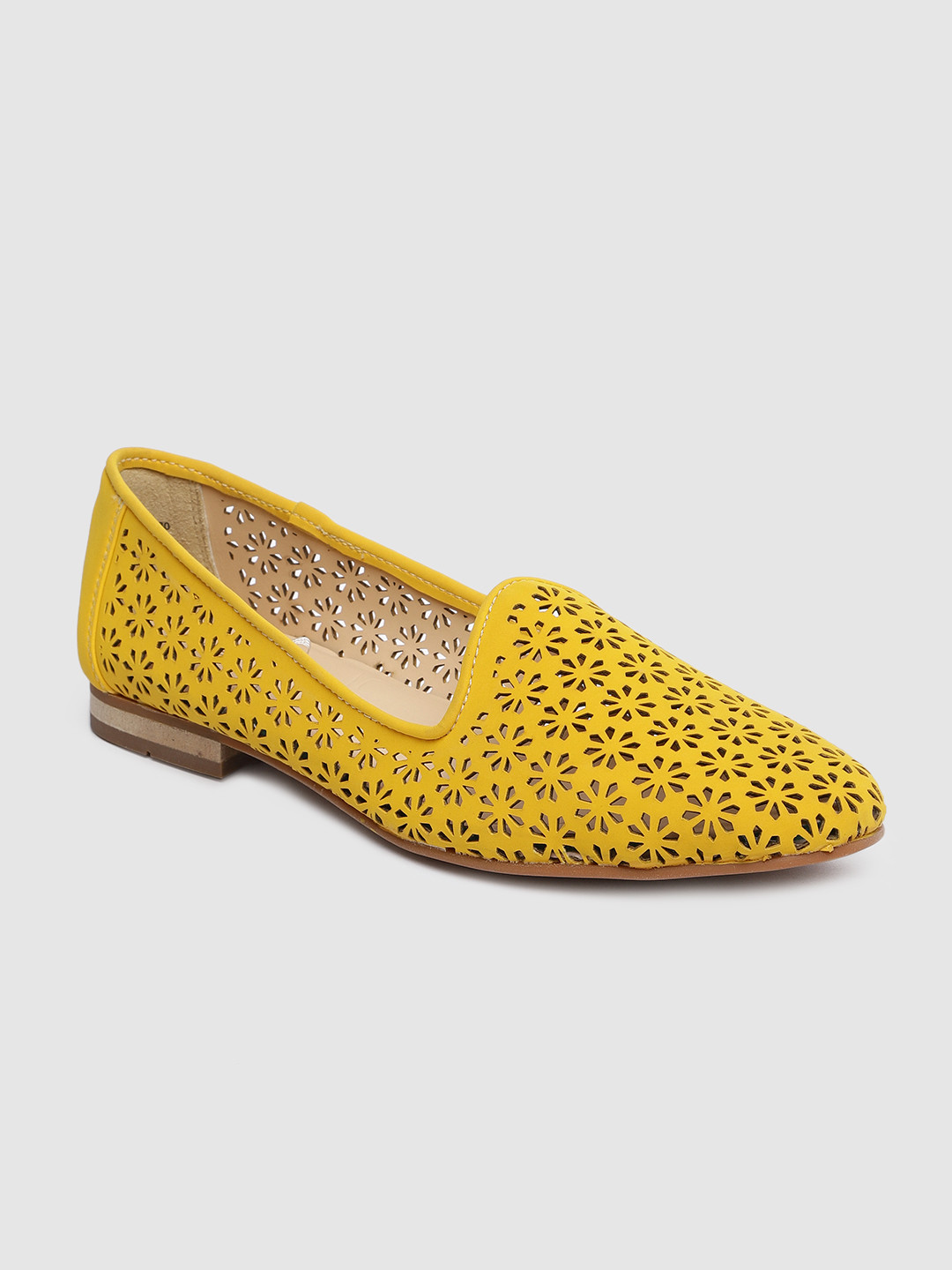 

Ruosh Women Mustard Yellow Solid Leather Ballerinas
