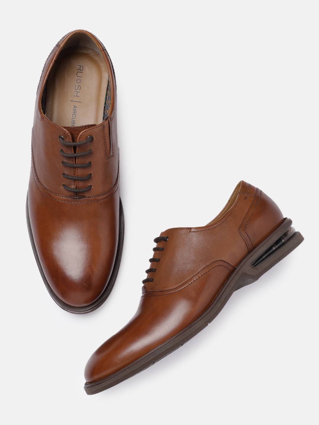 

Ruosh Men Tan Brown Leather Formal Oxfords