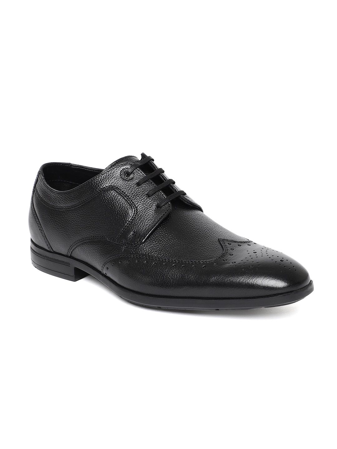 

Ruosh Men Black CAMEROON Textured Leather Formal Brogues