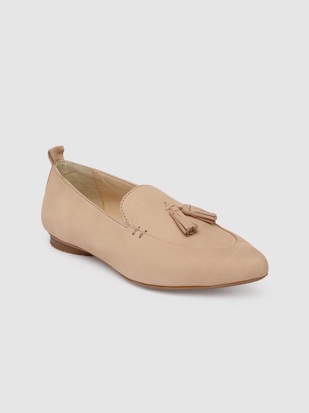 

Ruosh Women Beige Solid Leather Ballerinas