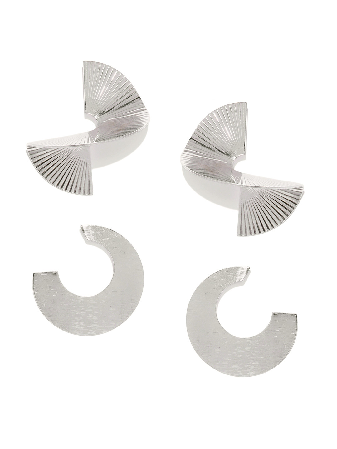 

Zaveri Pearls Set of 2 Silver-Toned Quirky Drop Earrings