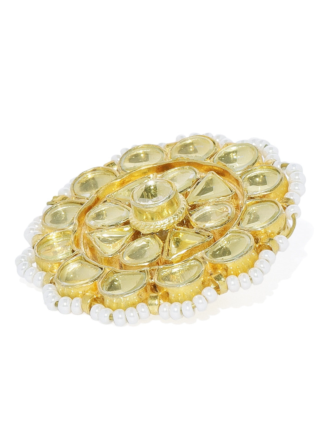 

AccessHer Unisex Gold-Toned & White Jadau Brooch