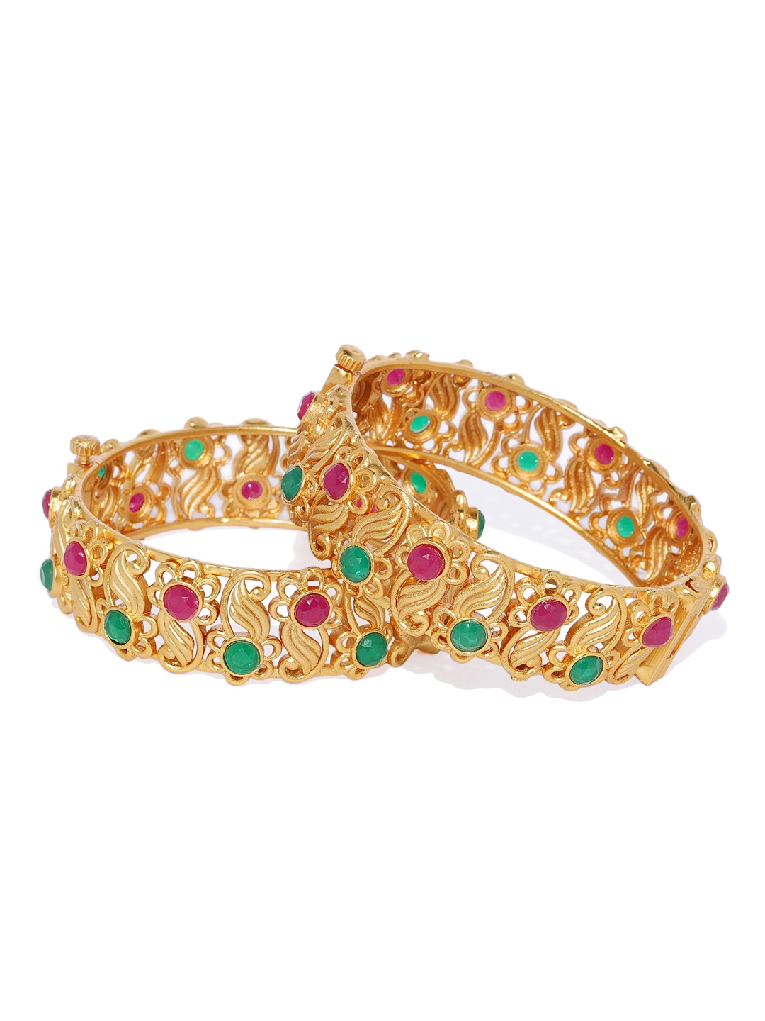 

Women Set of 2 Gold-Plated Stone-Studded Bangles