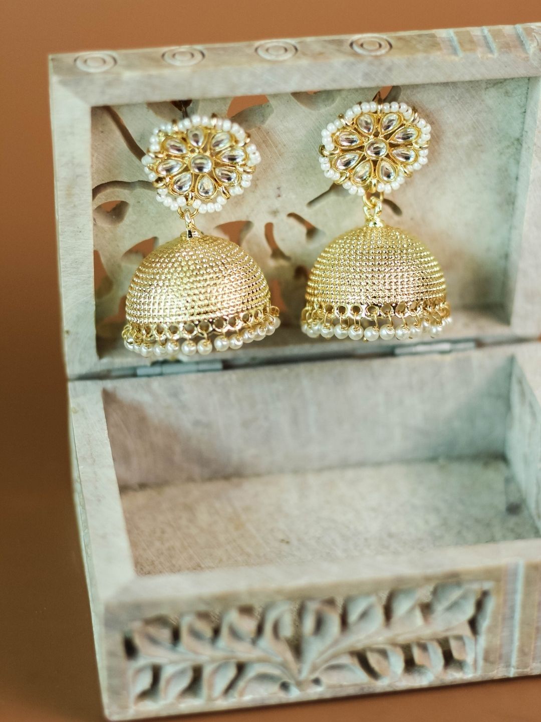 

AccessHer Gold-Plated Dome Shaped Handcrafted Jhumkas