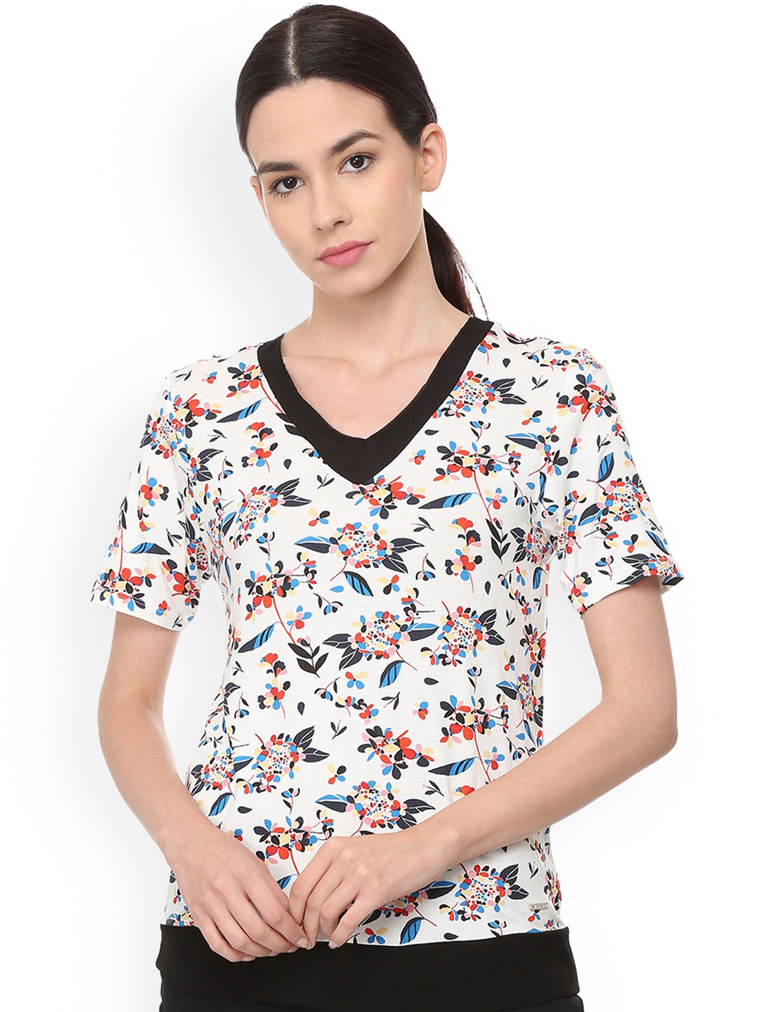 

Van Heusen Woman White Floral Printed Pure Cotton Top