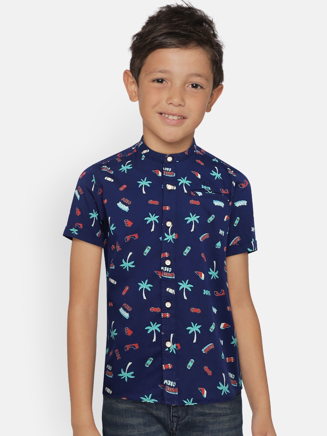 

Fame Forever by Lifestyle Boys Navy Blue Regular Fit Printed Casual Shirt