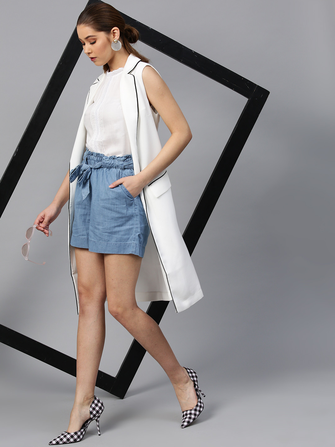 

STREET 9 Women Off-White Solid Top
