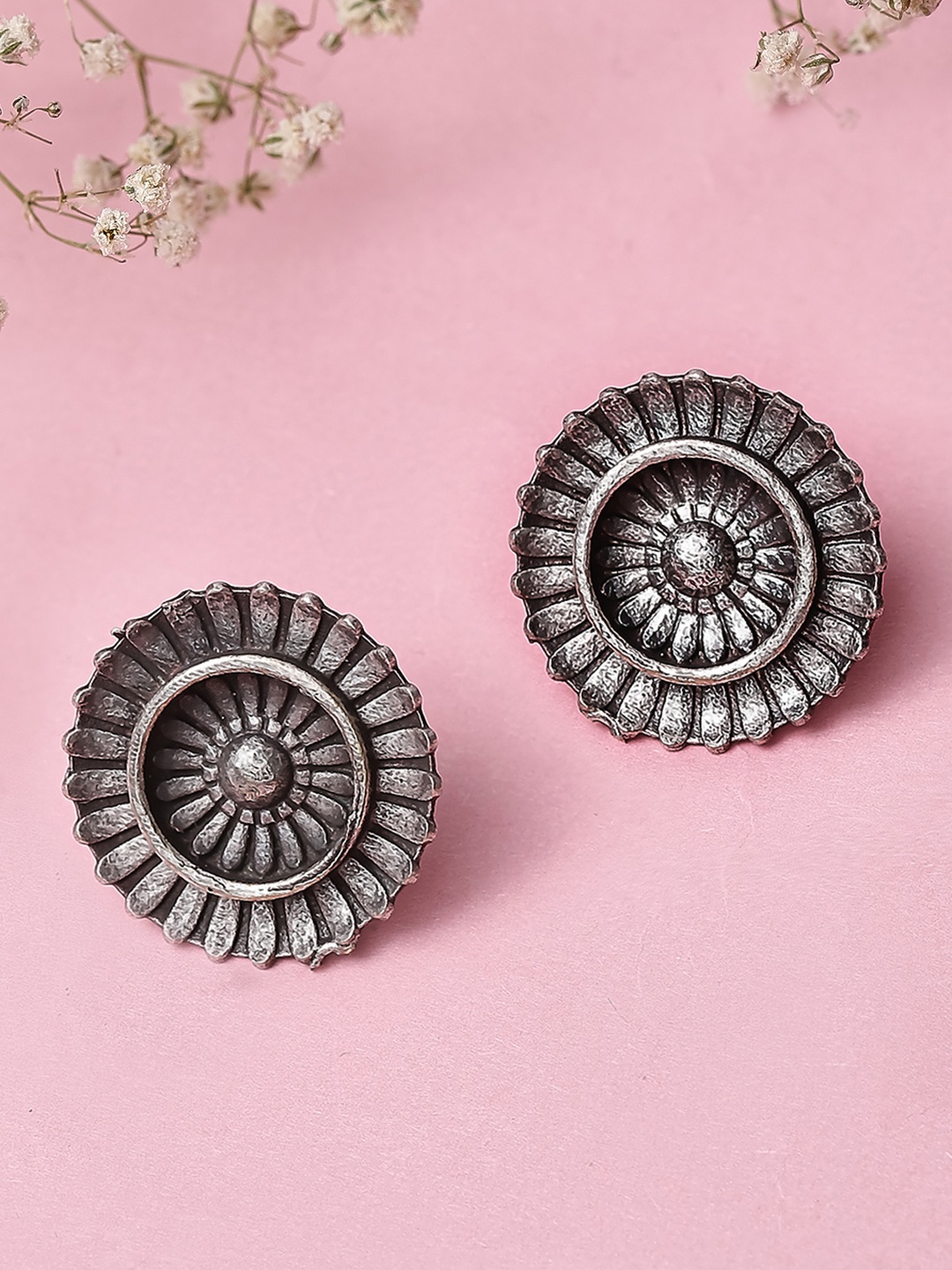 

Rubans Silver-Plated Oxidised Circular Studs