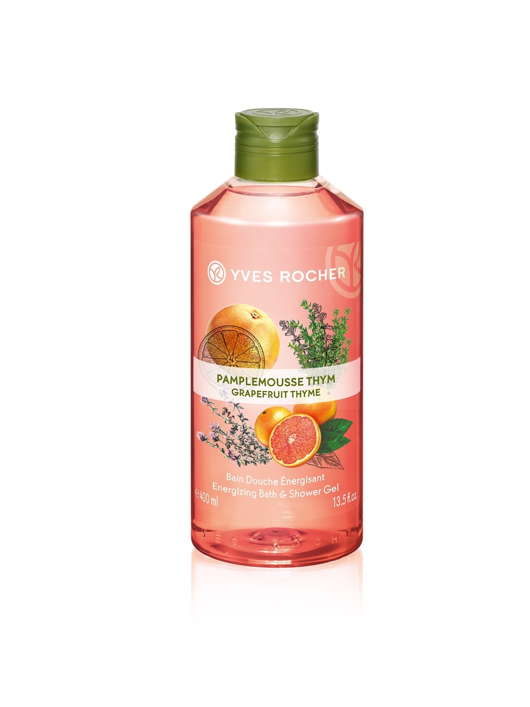 

YVES ROCHER Sustainable Grapefruit Thyme Energizing Bath & Shower Gel 400 ml, Peach
