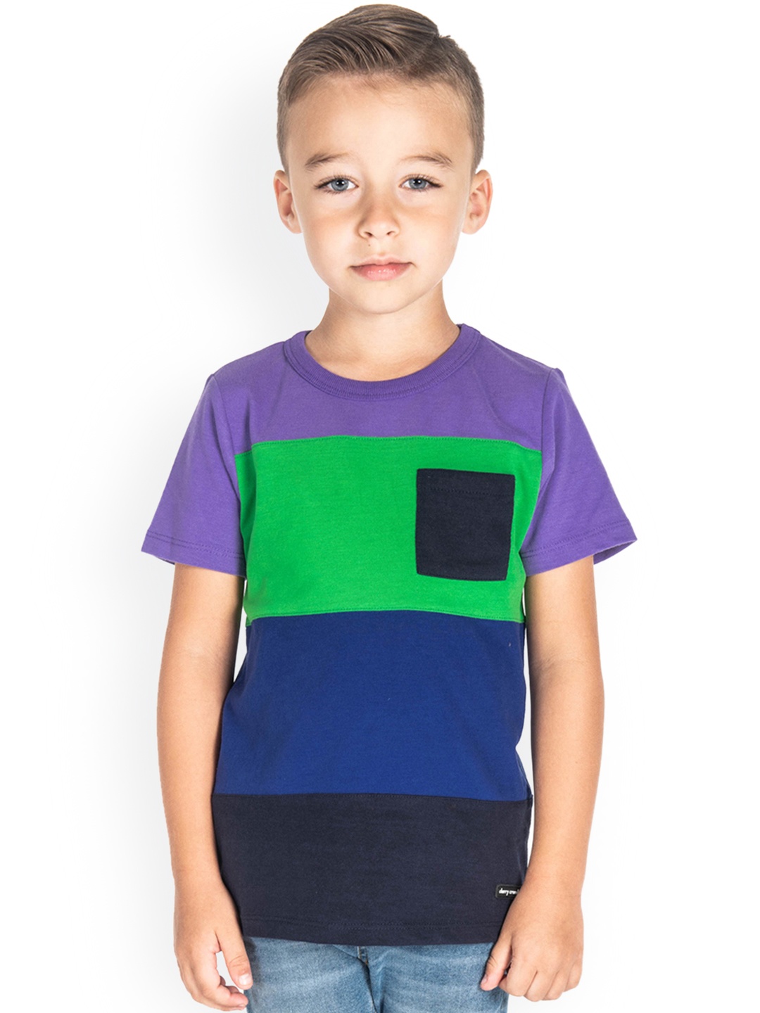 

Cherry Crumble Boys Multicoloured Colourblocked Round Neck T-shirt, Multi