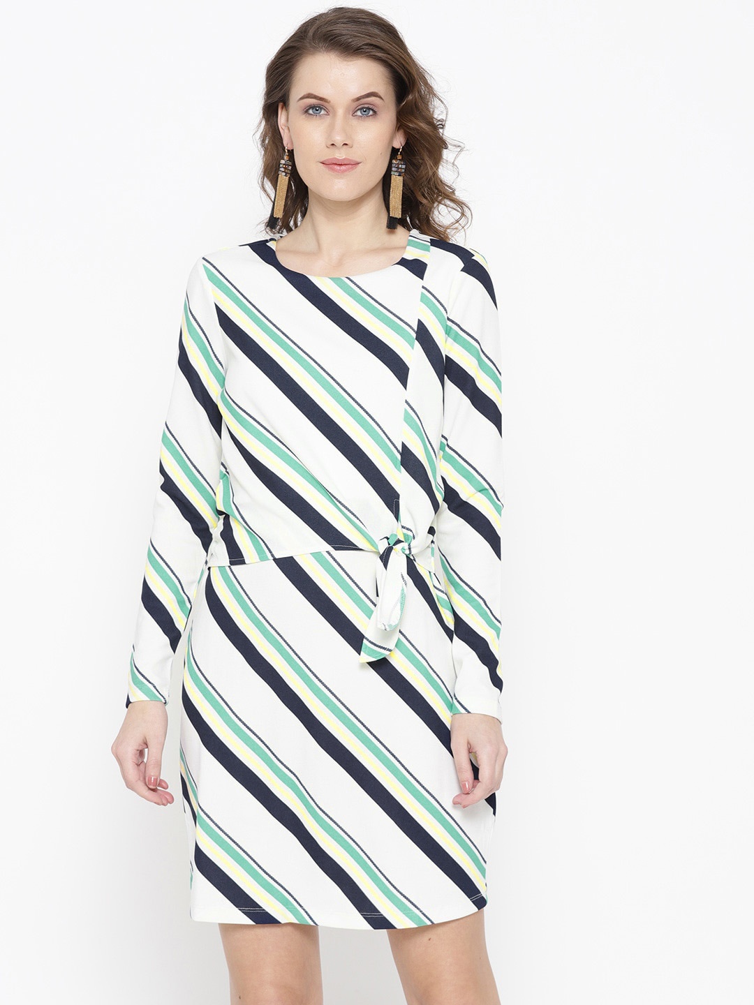 

Vero Moda Women White Striped Sheath Dress