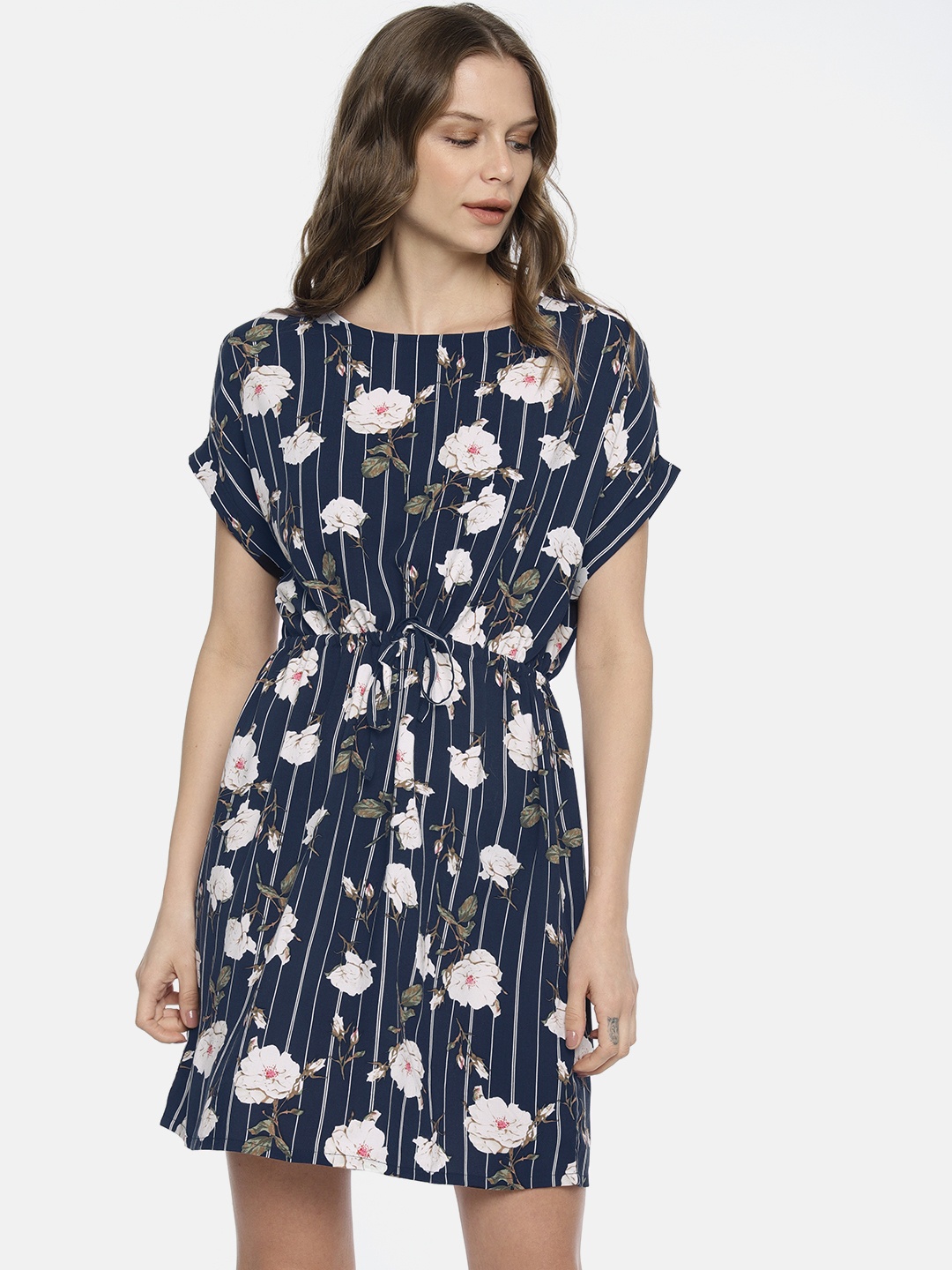 

Vero Moda Women Navy Blue Printed Fit & Flare Dress