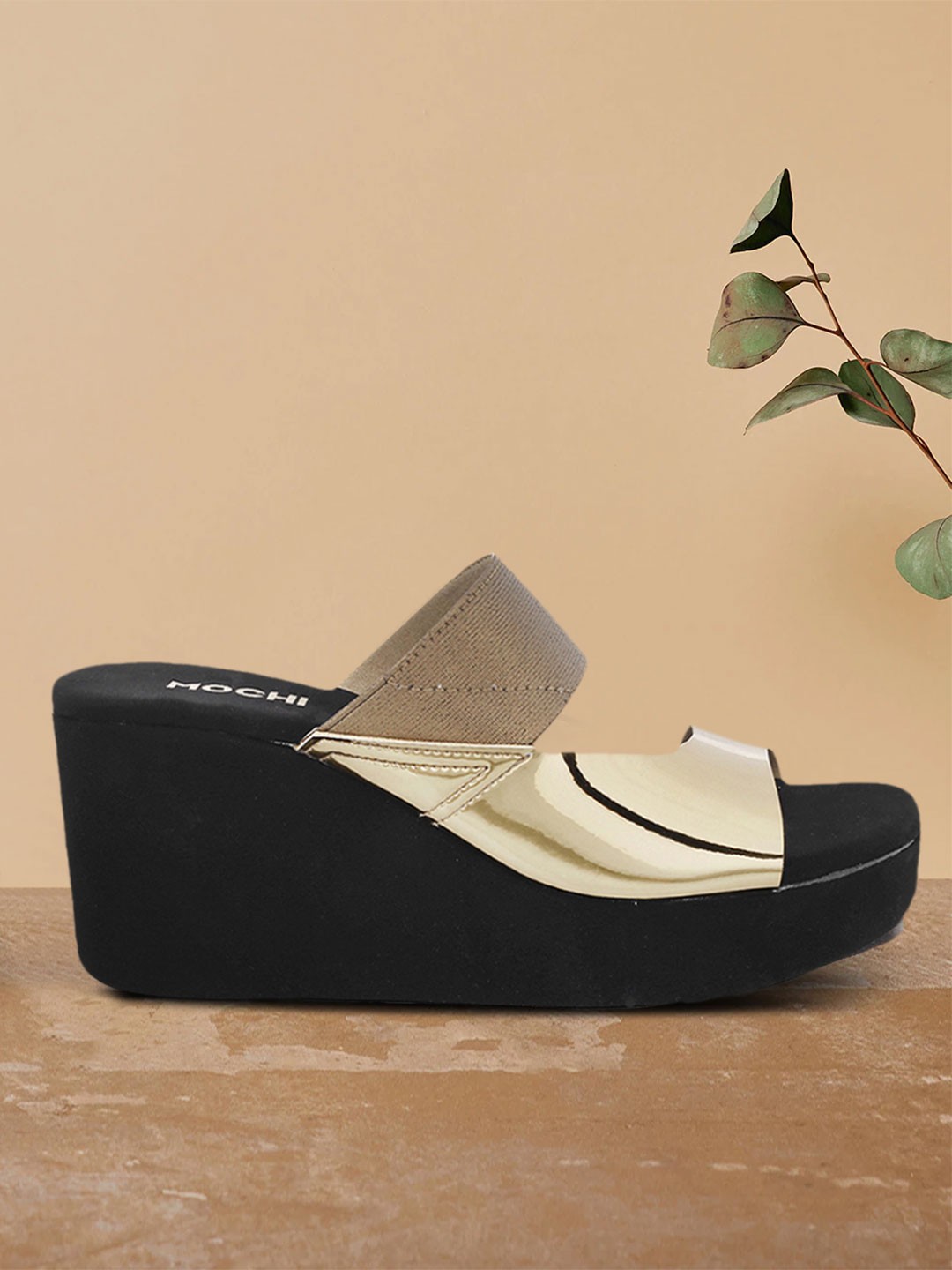 

Mochi Women Gold-Toned Solid Sandals