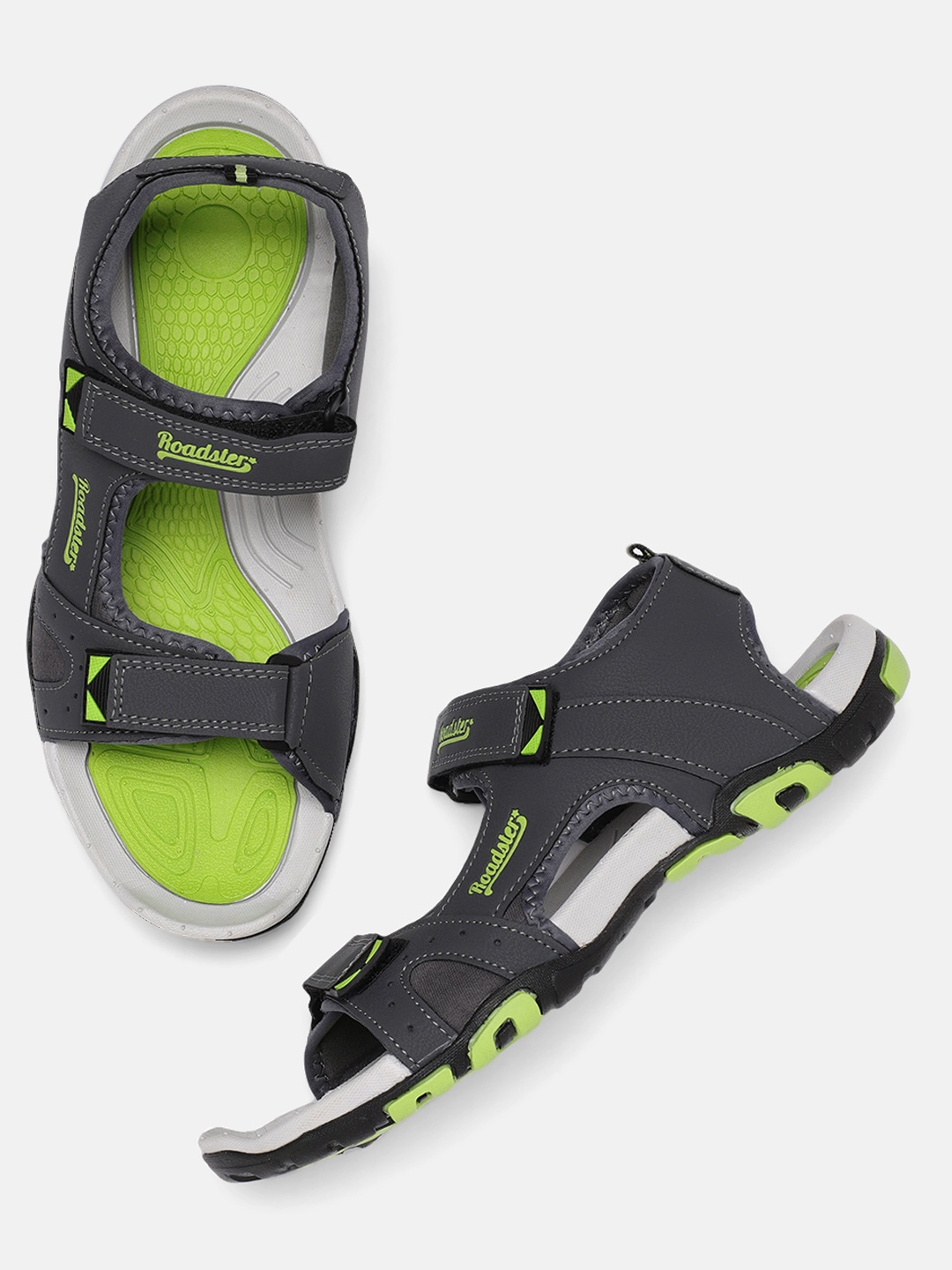 

The Roadster Lifestyle Co Men Grey Sports Sandals