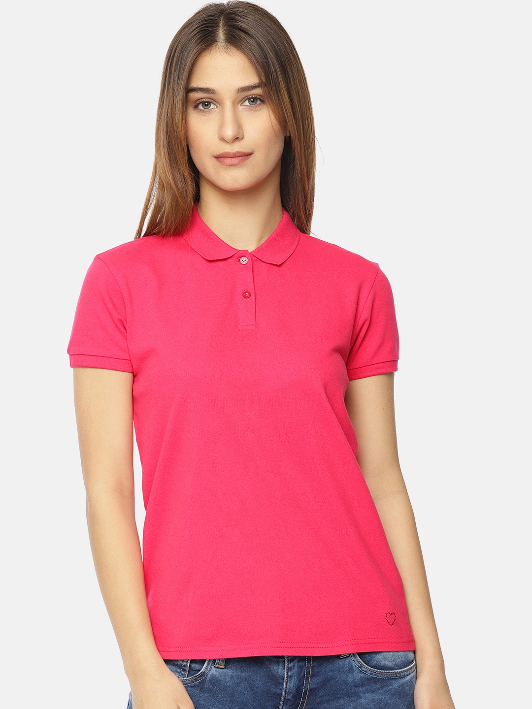 

Pepe Jeans Women Pink Solid Polo T-shirt