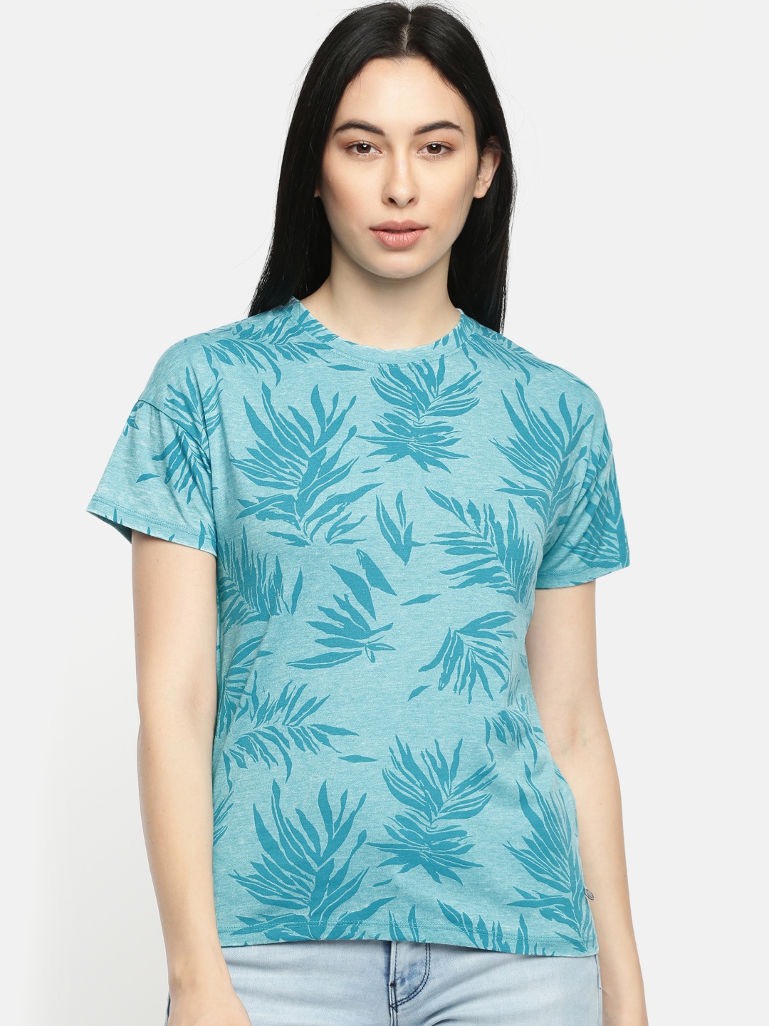 

Pepe Jeans Women Blue Printed Round Neck T-shirt