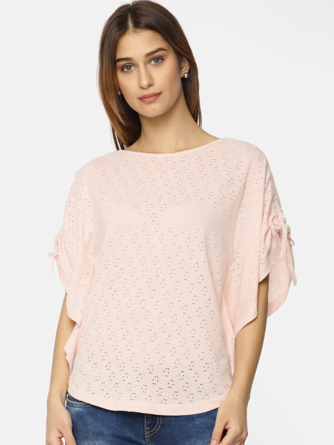 

Pepe Jeans Women Pink Self Design Kaftan Pure Cotton Top