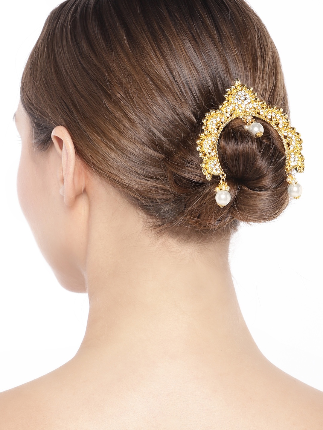 

Peora Women Kundan Pearl Hair Accessary, Gold