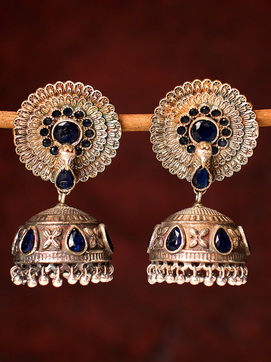 

Peora Silver-Toned Dome Shaped Drop Earrings