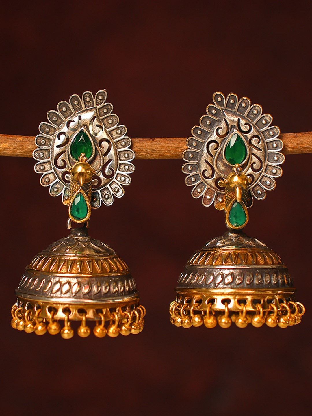 

Peora Silver-Toned Teardrop Shaped Jhumkas