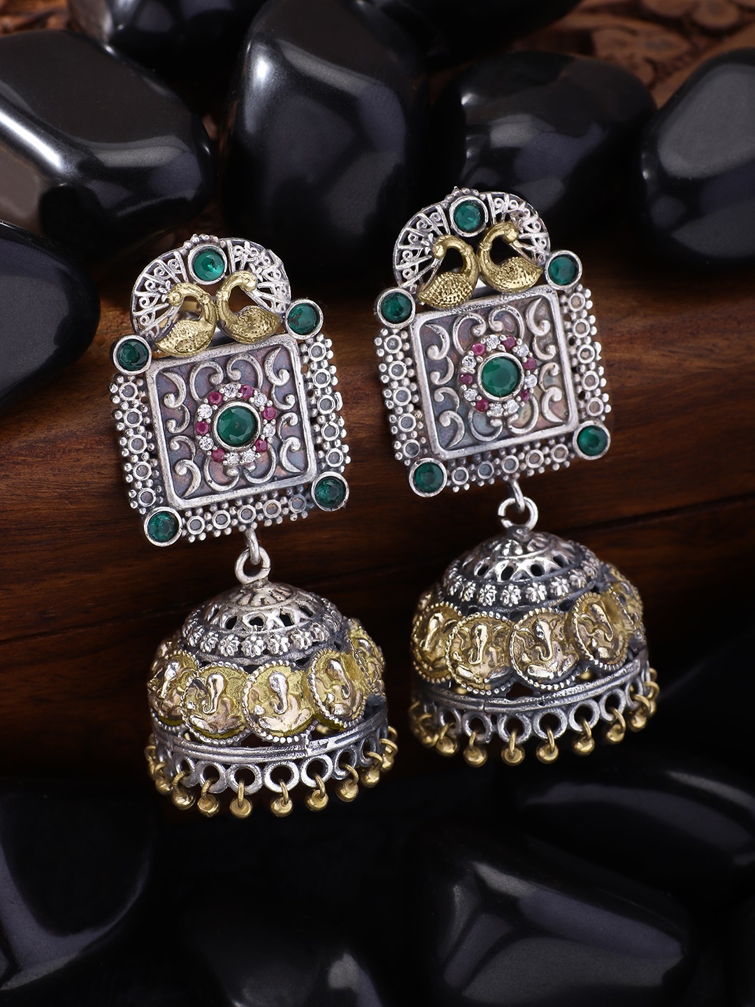 

Peora Silver-Plated Circular Jhumkas