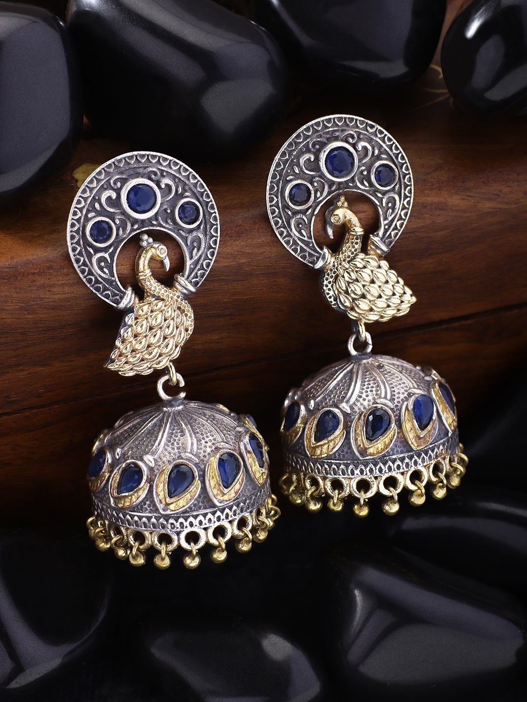 

Peora Women Silver-Toned & Silver-Toned Contemporary Jhumkas